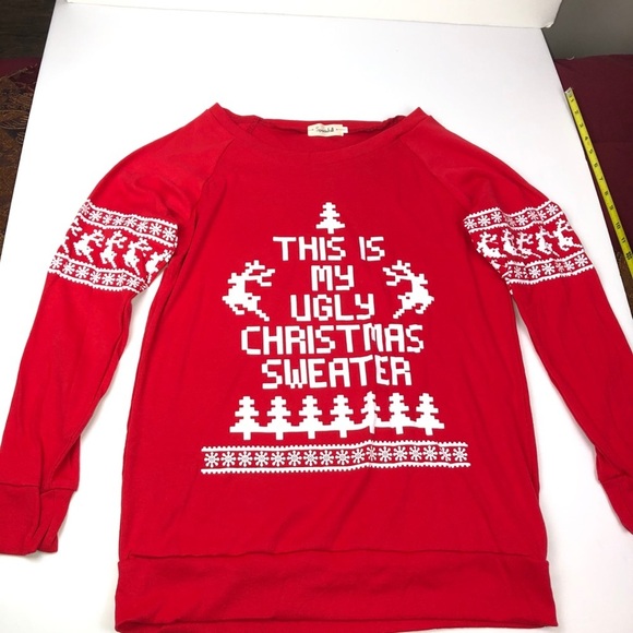 Spadehill Holiday Ugly Christmas Sweater T Shirt Red - Picture 7 of 16